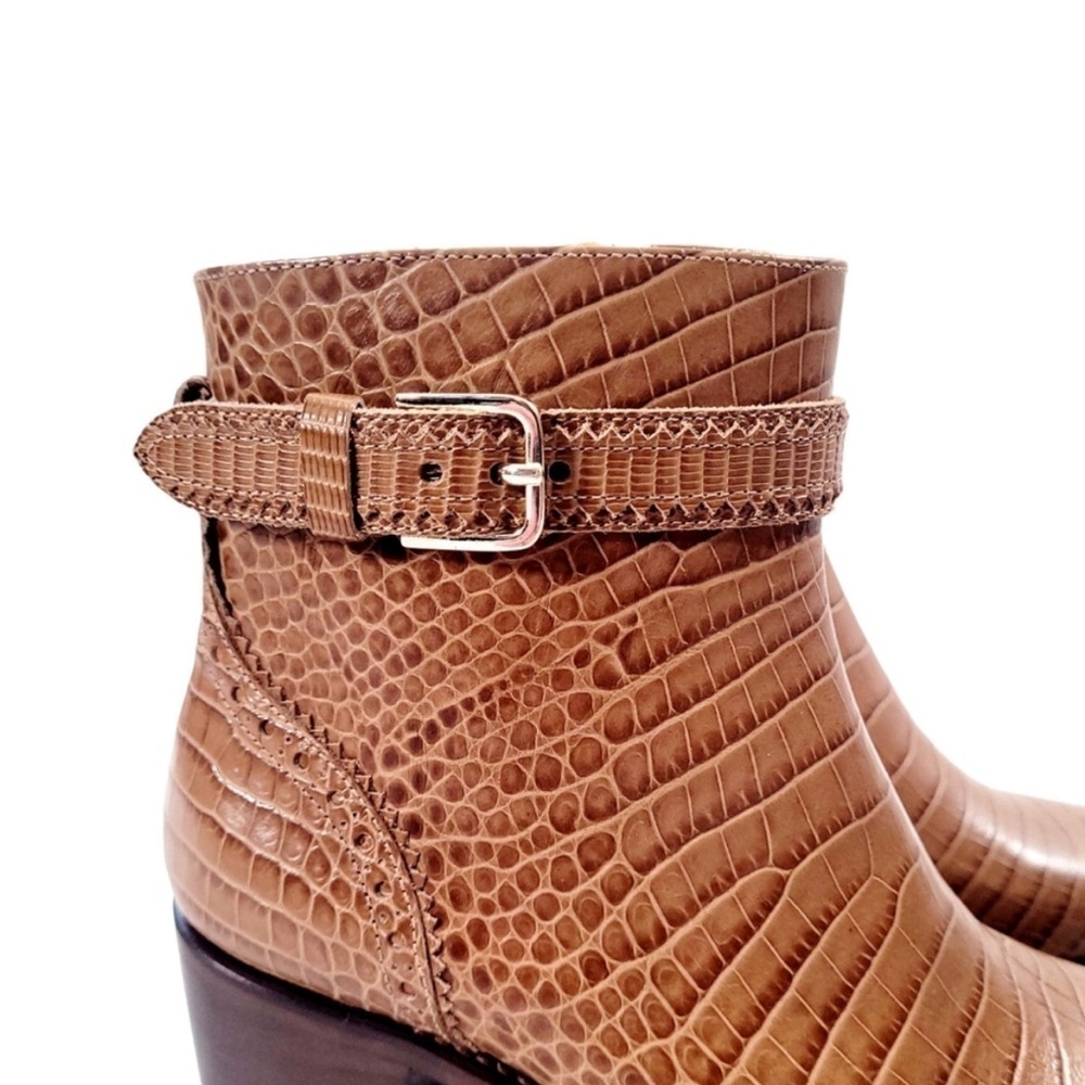 The Office of Angela Scott Brown Croc-Embossed Ankle Boots - Picture 3 of 7
